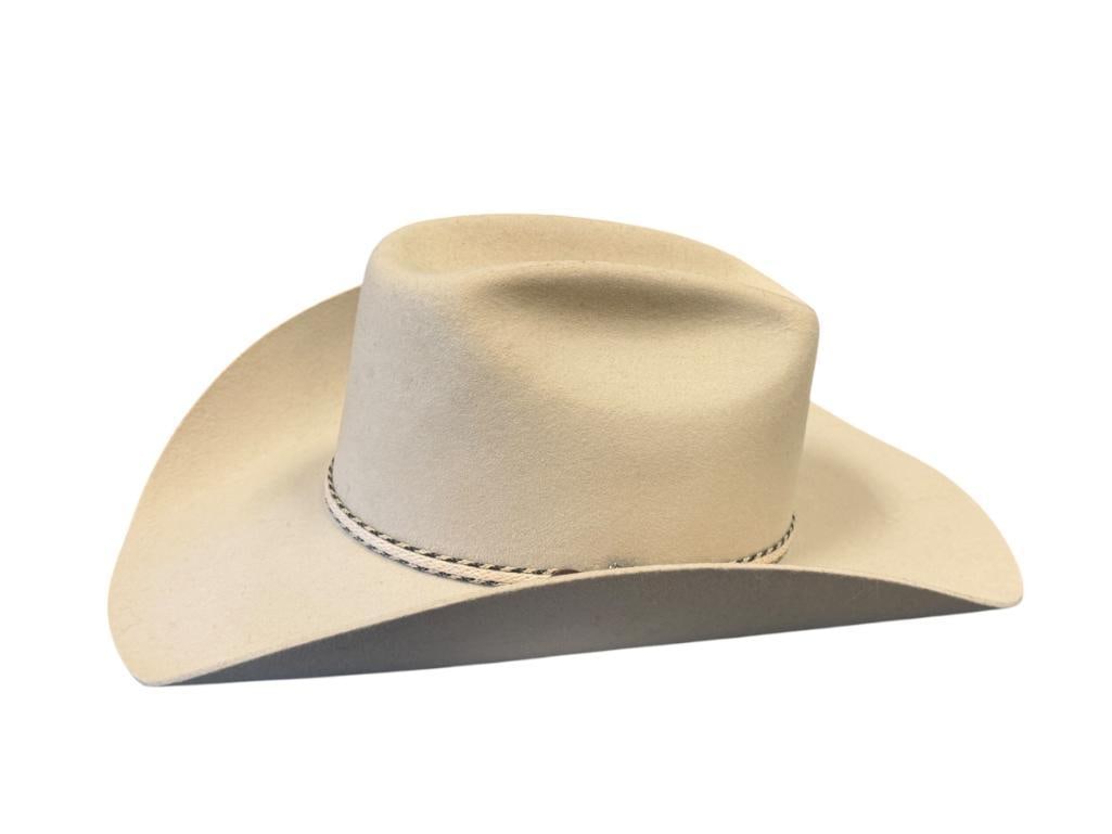 RESISTOL XX WOOL FELT COWBOY HAT SIZE 7 1/4 INCLUDES CLEANING SPONGES: GOOD CONDITION NO HEAVY WEAR