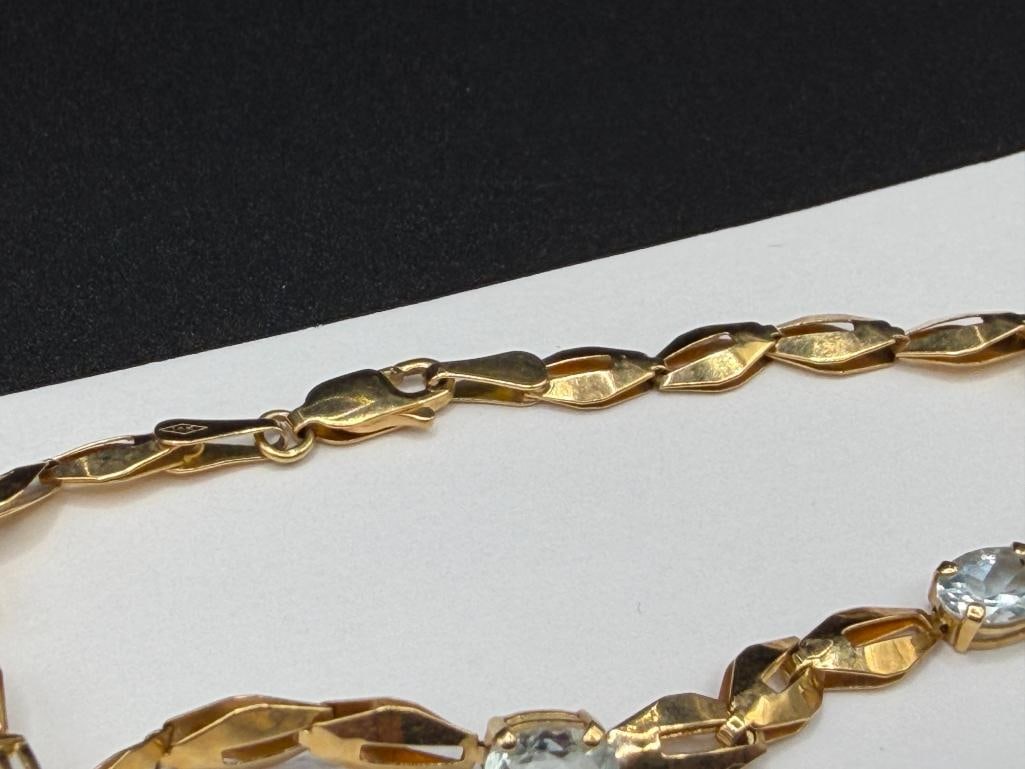 IMPERIAL GOLD COMPANY DESIGNER SIGNED 14K YELLOW GOLD OVAL CUT AQUAMARINE BRACELET - 4