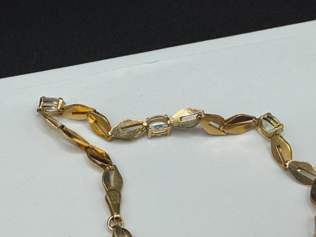 IMPERIAL GOLD COMPANY DESIGNER SIGNED 14K YELLOW GOLD OVAL CUT AQUAMARINE BRACELET - 5