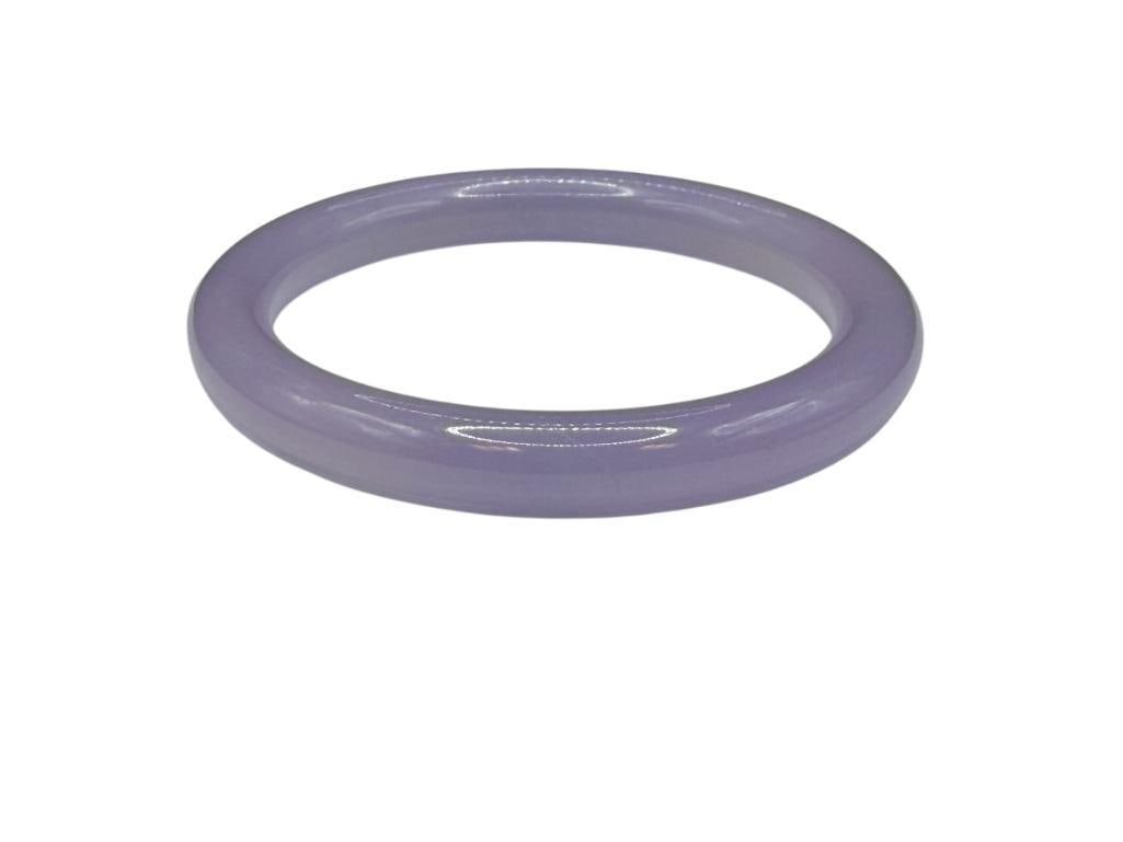 LAVENDER JADE BANGLE BRACELET: 2 1/4" INNER DIAMETER, 34.96 GRAMS