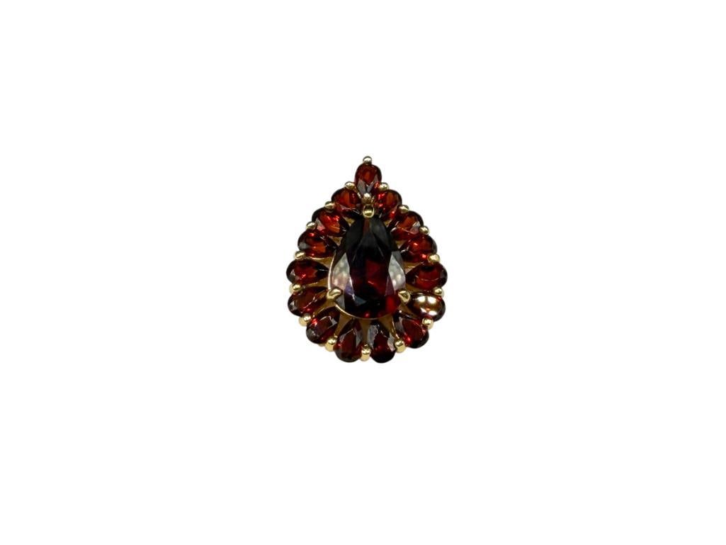 14K YELLOW GOLD GARNET CLUSTER SLIDE PENDANT (1 of 6)