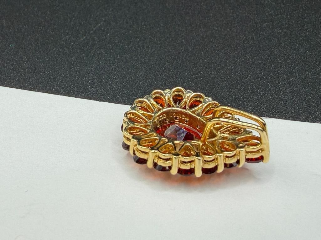 14K YELLOW GOLD GARNET CLUSTER SLIDE PENDANT - 6
