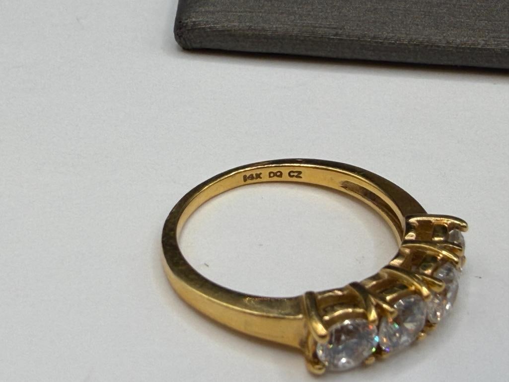 14K YELLOW GOLD ROUND CUT CZ BAND - 6