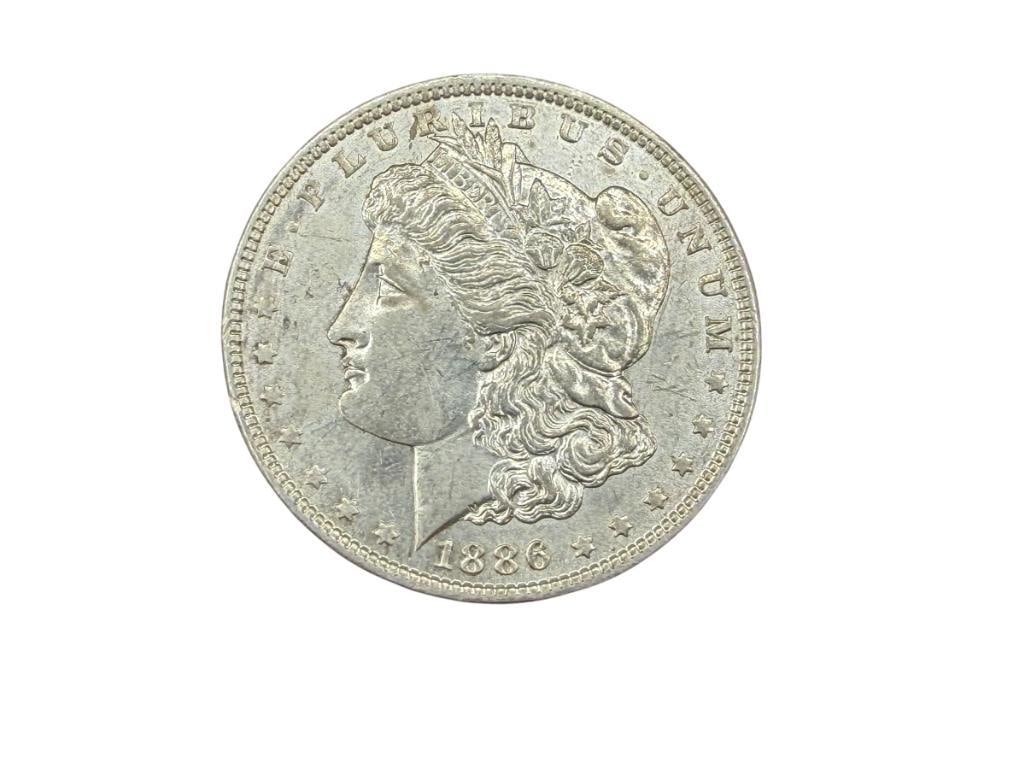1886 U.S. MORGAN SILVER DOLLAR: 90% SILVER