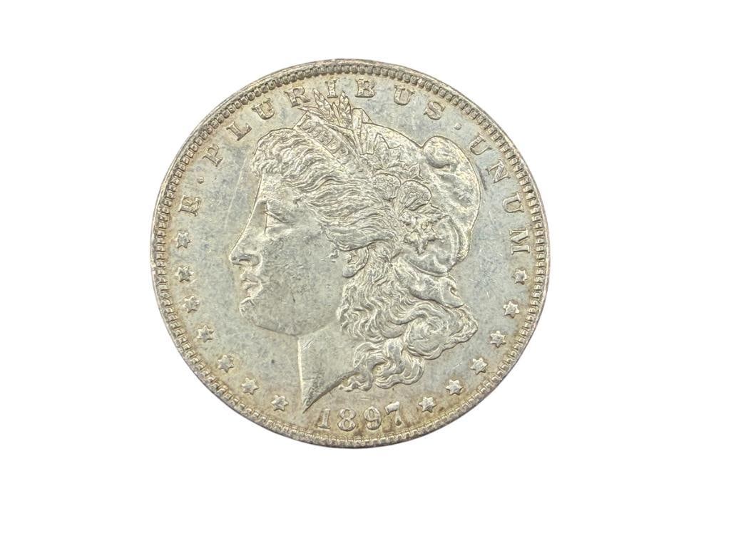1897 U.S. MORGAN SILVER DOLLAR: 90% SILVER