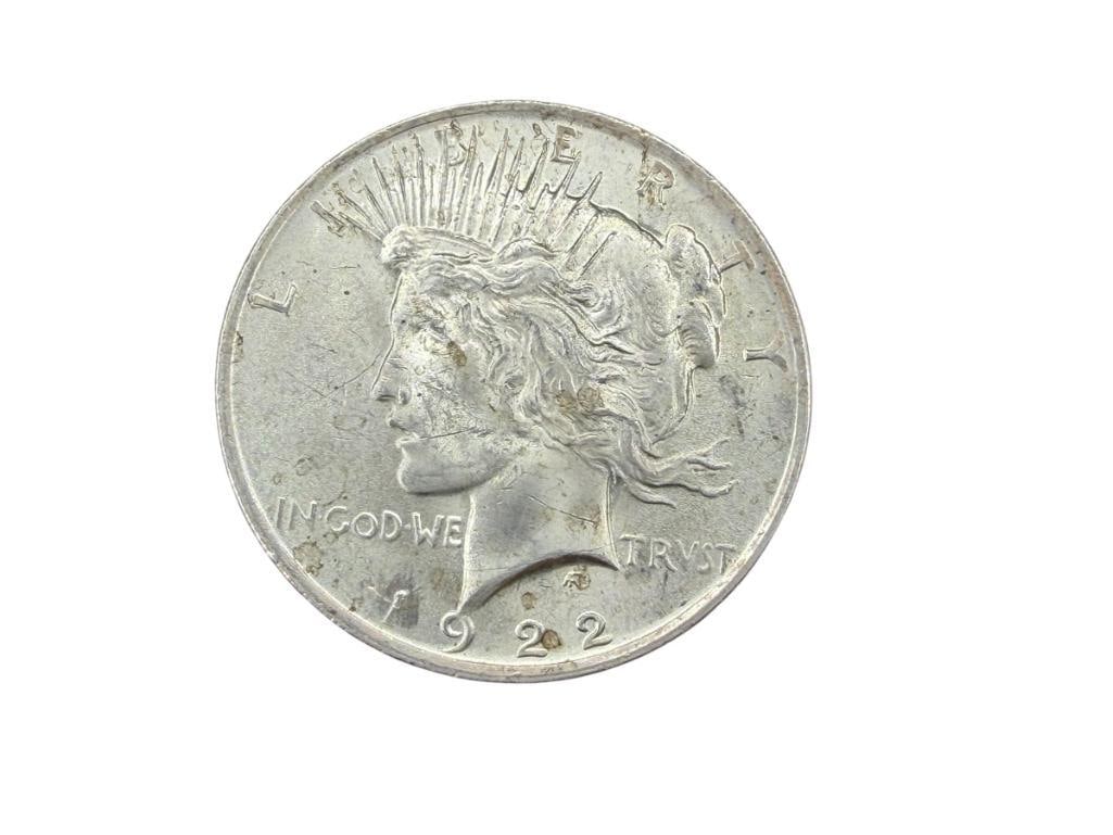1922 U.S. PEACE SILVER DOLLAR: 90% SILVER