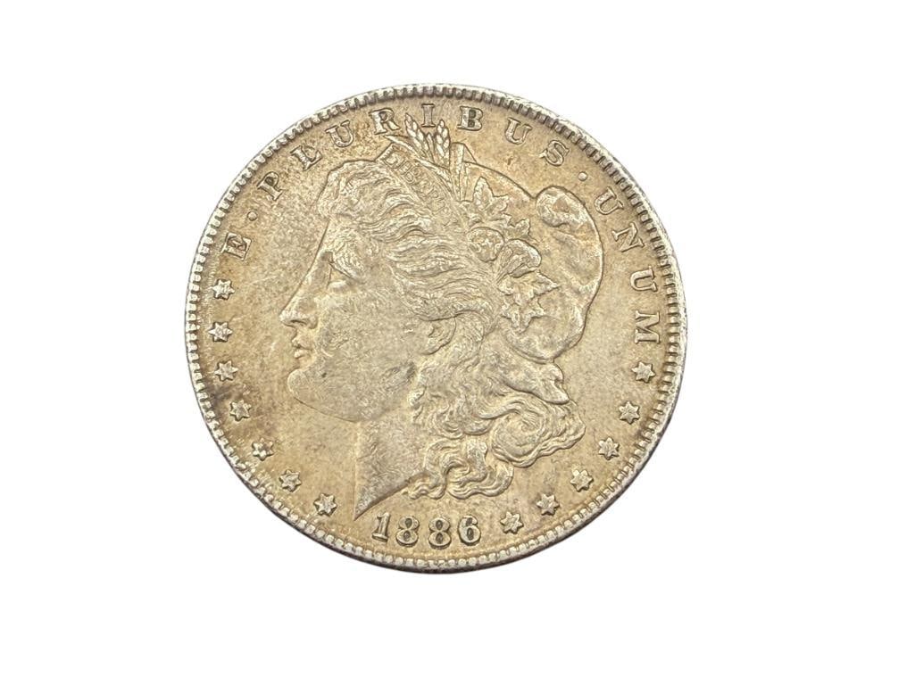 1886 U.S. MORGAN SILVER DOLLAR: 90% SILVER
