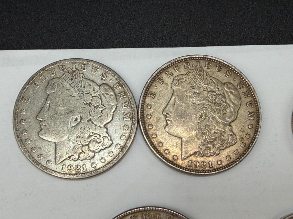 FIVE U.S. MORGAN SILVER DOLLARS FEATURING VARIOUS DATES AND MINT MARKS - 2