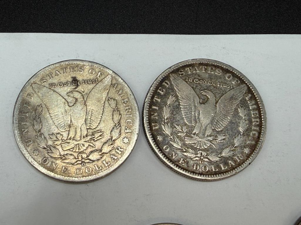 FIVE U.S. MORGAN SILVER DOLLARS FEATURING VARIOUS DATES AND MINT MARKS - 3