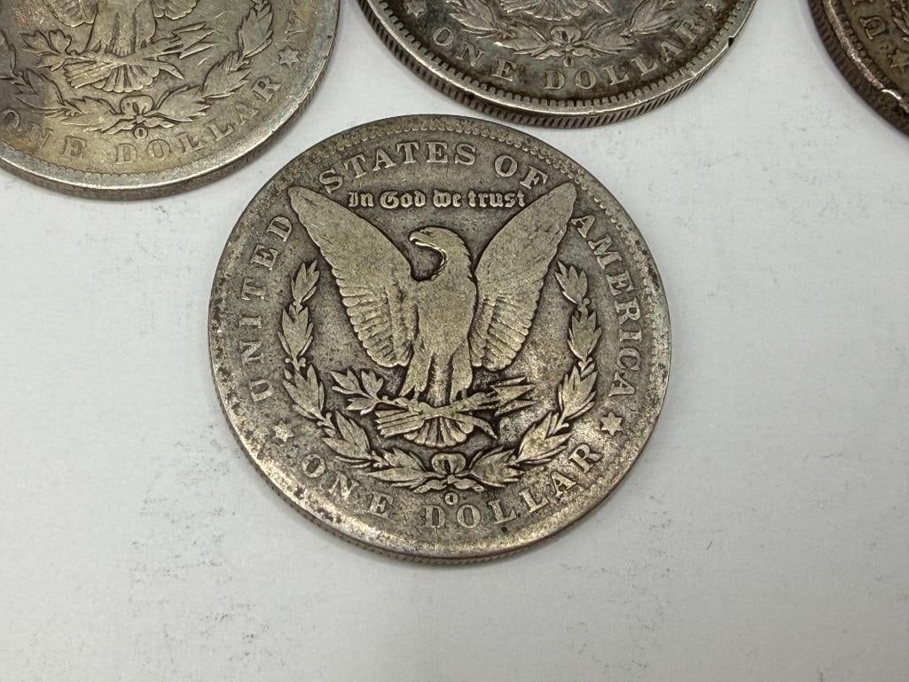FIVE U.S. MORGAN SILVER DOLLARS FEATURING VARIOUS DATES AND MINT MARKS - 7