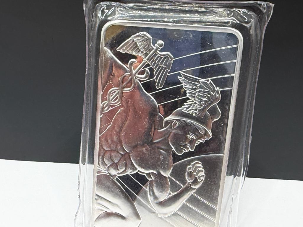SMI MERCURY DESIGN .999 FINE SILVER 10 TROY OUNCE BAR - 2