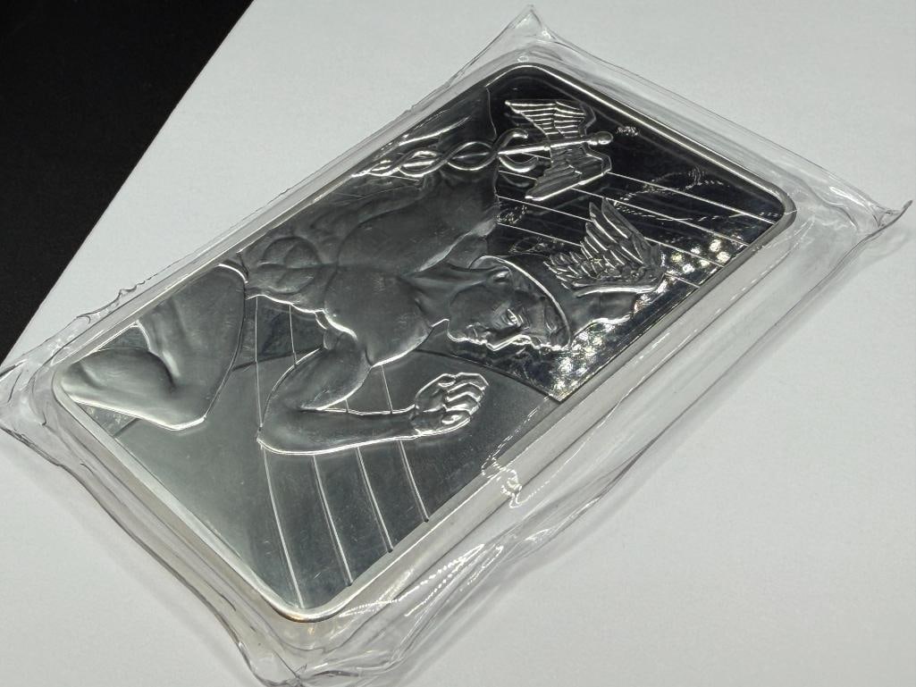SMI MERCURY DESIGN .999 FINE SILVER 10 TROY OUNCE BAR - 4