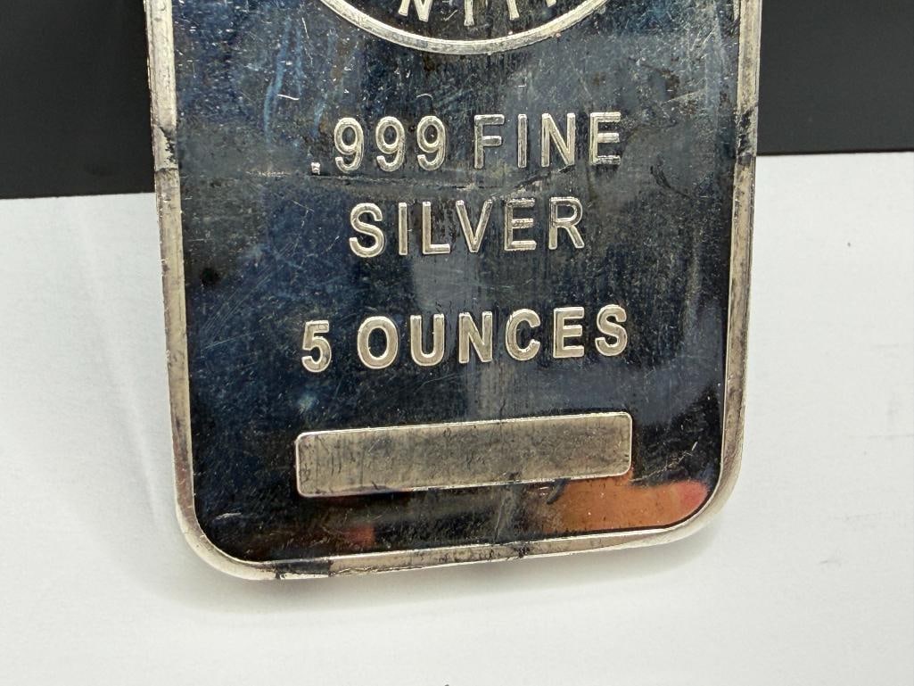 SUNSHINE MINTING .999 FINE SILVER FIVE TROY OUNCE BAR - 4