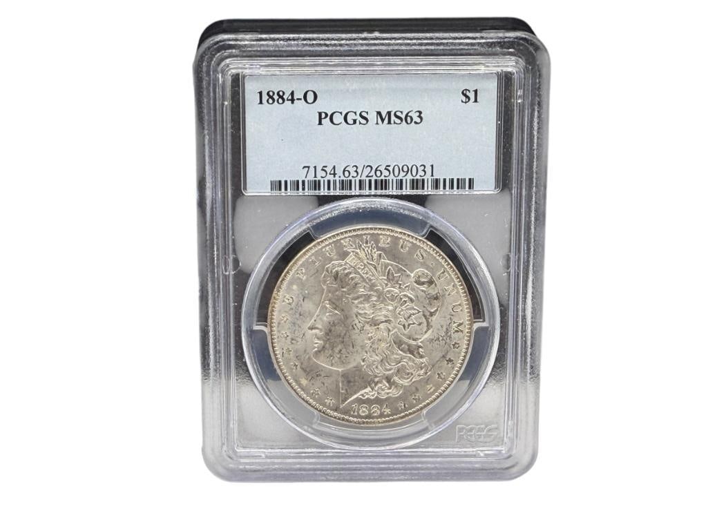 1884-O U.S. MORGAN SILVER DOLLAR PCGS MS63 (1 of 8)