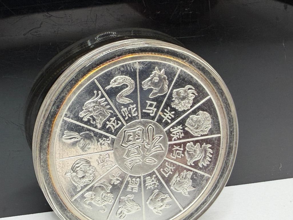 FOUR .999 FINE SILVER COINS AND ROUNDS INCLUDING 2018 GOLDEN STATE MINT CHINESE YEAR OF THE DOG C... - 10