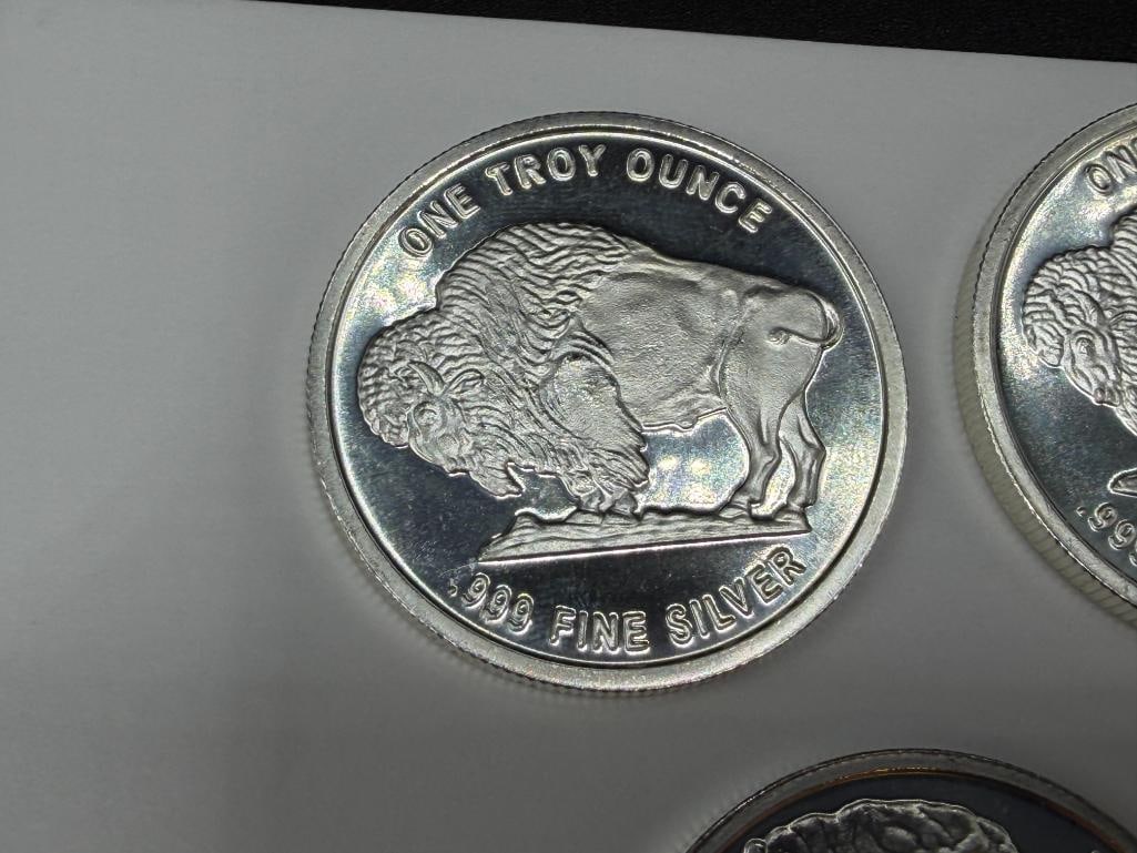 FIVE BUFFALO NICKEL THEMED .999 FINE SILVER ROUNDS - 6