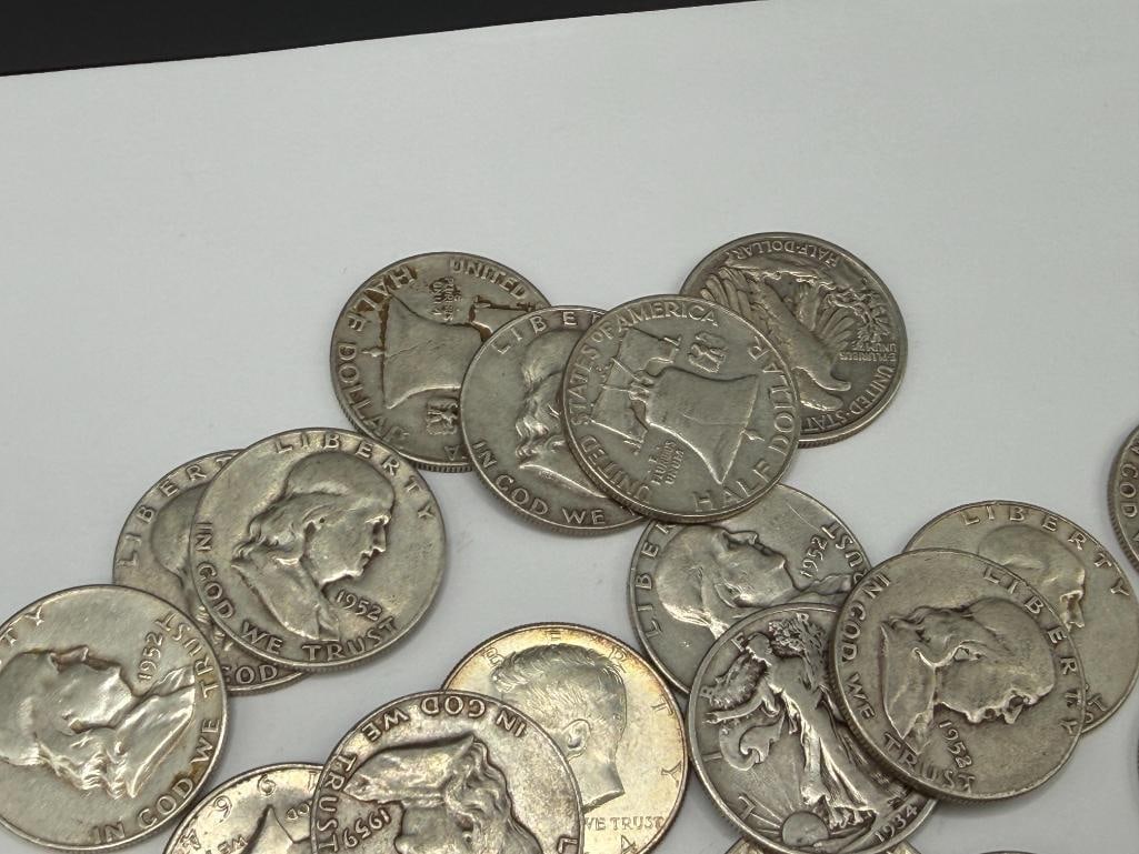 20 U.S. 90% SILVER HALF DOLLARS INCLUDING MOSTLY FRANKLIN HALF DOLLARS - 5