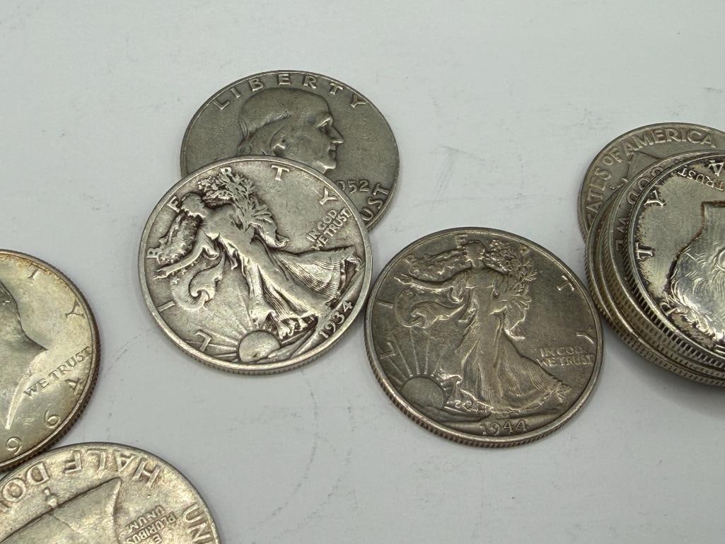 20 U.S. 90% SILVER HALF DOLLARS INCLUDING MOSTLY FRANKLIN HALF DOLLARS - 8