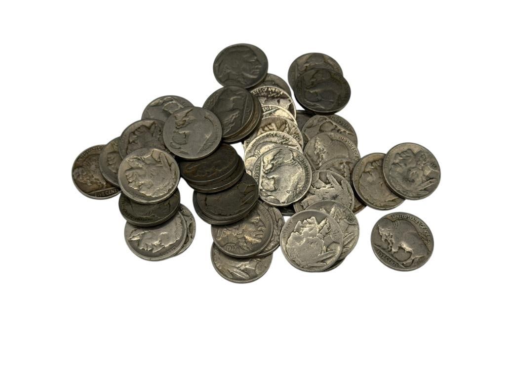 40 U.S. BUFFALO NICKELS FEATURING ASSORTED DATES (1 of 7)