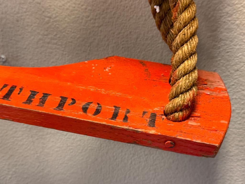 VINTAGE NAUTICAL 3-STEP WOODEN ROPE LADDER FROM HISTROICAL CONTAINER SHIP SS ELIZABETHPORT - 4