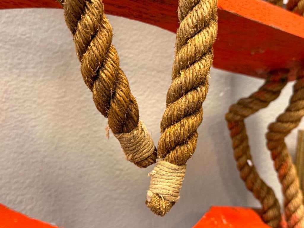 VINTAGE NAUTICAL 3-STEP WOODEN ROPE LADDER FROM HISTROICAL CONTAINER SHIP SS ELIZABETHPORT - 5