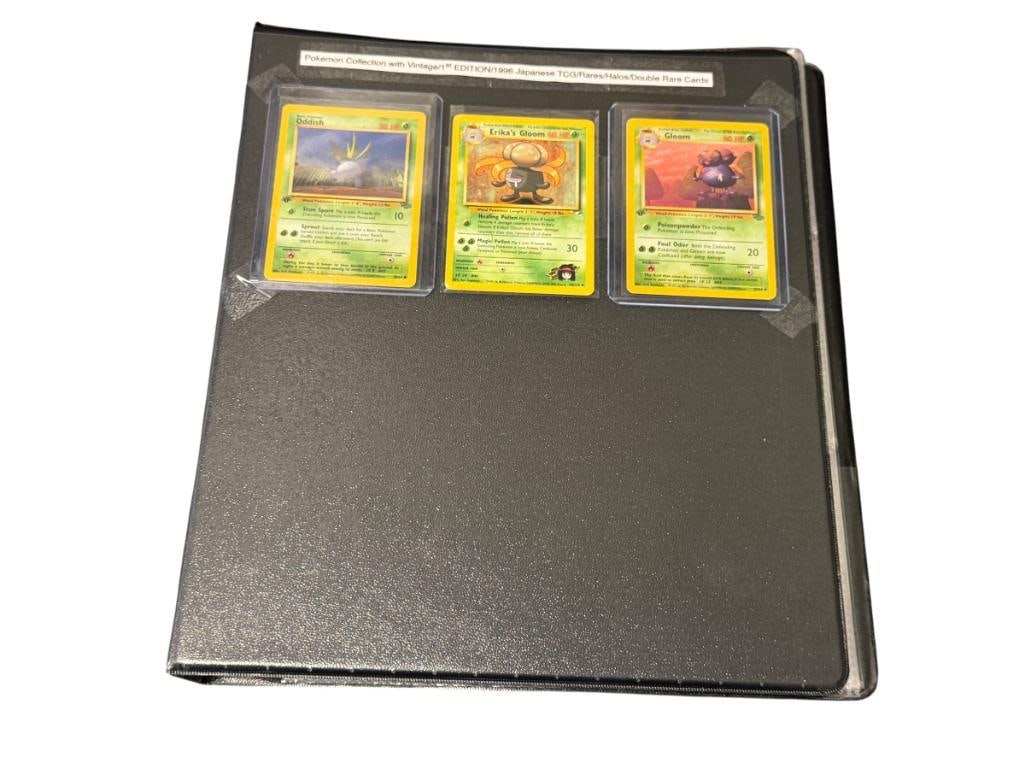 1999-2025 POKEMON GAME TRADING CARDS INCLUDES FOIL / HALO CARDS JAPANESE TEXT, DOUBLES: OVER 120 CARDS BINDER INCLUDED