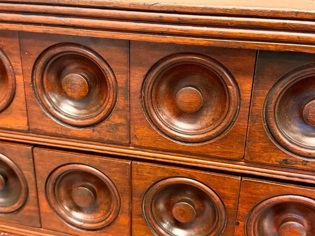 ANTIQUE APOTHECARY / SPICE CABINET WITH 16 DRAWERS WITH CIRCULAR CARVED PULLS - 3