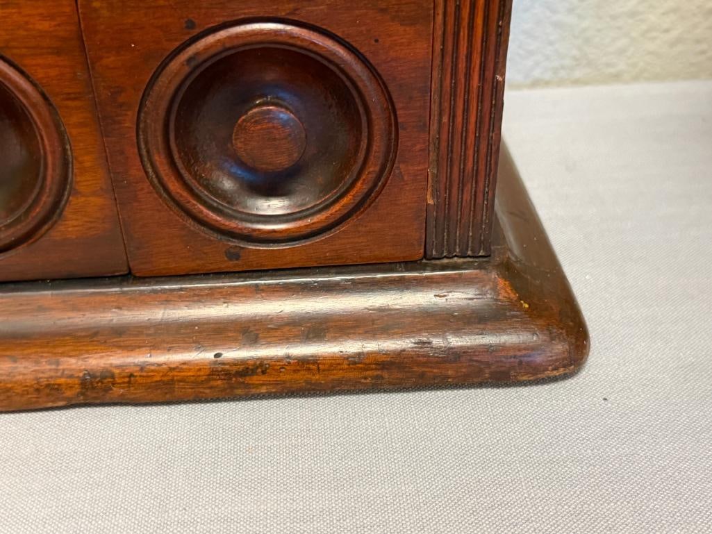 ANTIQUE APOTHECARY / SPICE CABINET WITH 16 DRAWERS WITH CIRCULAR CARVED PULLS - 4
