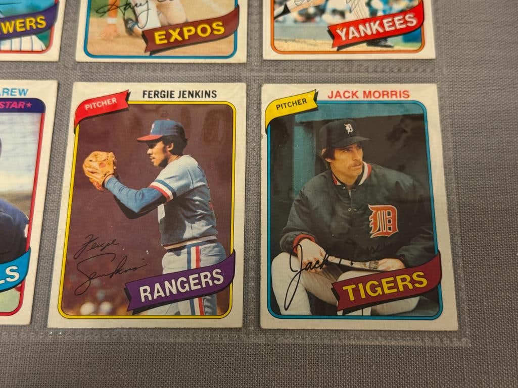 1980 TOPPS BASEBALL CARDS HALL OF FAMERS WILLIE MCCOVEY, GARY CARTER, ROD CAREW, ROBIN YOUNT - 2