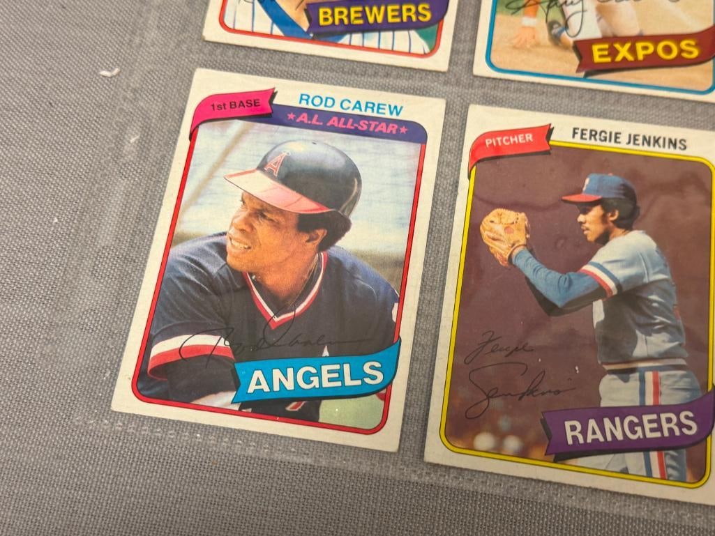 1980 TOPPS BASEBALL CARDS HALL OF FAMERS WILLIE MCCOVEY, GARY CARTER, ROD CAREW, ROBIN YOUNT - 3