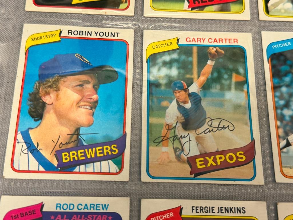 1980 TOPPS BASEBALL CARDS HALL OF FAMERS WILLIE MCCOVEY, GARY CARTER, ROD CAREW, ROBIN YOUNT - 4