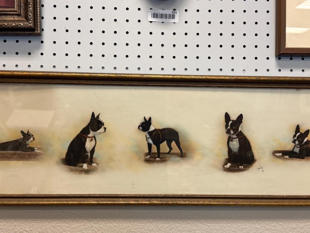 VINTAGE HAND COLORED HORIZONTAL PHOTOGRAPH FEATURES FIVE SEQUENTIAL ILLUSTRATIONS OF A TERRIER - 2