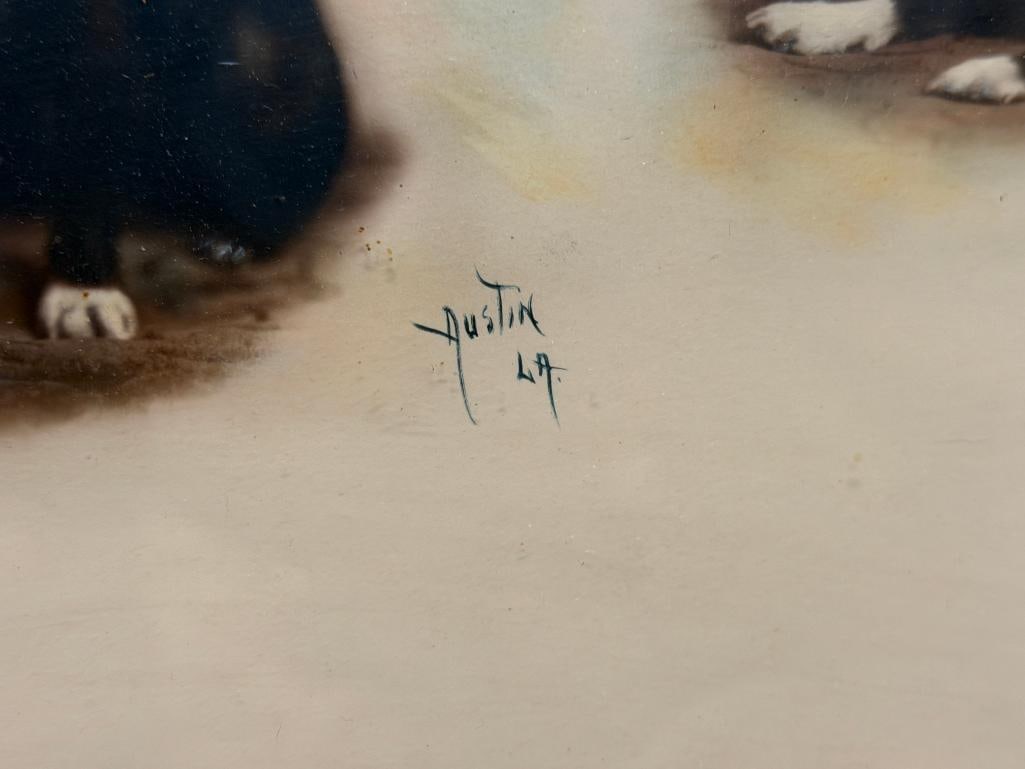 VINTAGE HAND COLORED HORIZONTAL PHOTOGRAPH FEATURES FIVE SEQUENTIAL ILLUSTRATIONS OF A TERRIER - 6
