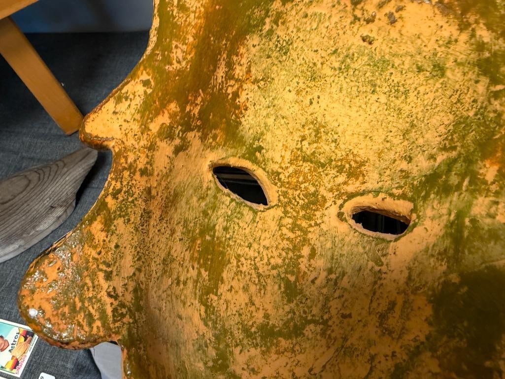 HAND CRAFTED TERRACOTTA WALL MASK IN MESOAMERICAN STYLE RESEMBLING AZTEC / MAYAN WARRIOR - 7