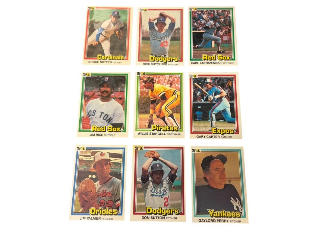 1981 DONRUSS BASEBAL CARDS HALL OF FAMERS CARL YASTRZEMSKI, GAYLORD PERRY, DON SUTTON, JIM RICE (1 of 11)