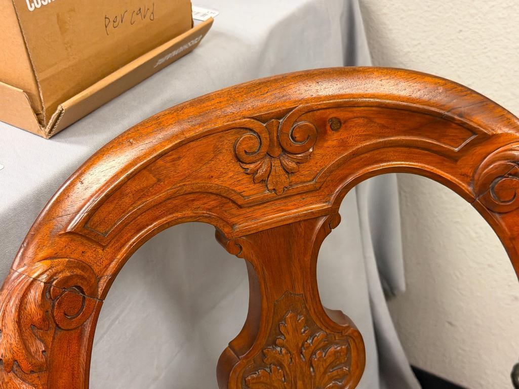ANTIQUE REVOLVING MUSIC / HARPIST CHAIR WITH HEAVY GOLD PAINTED CAST IRON BASE - 4
