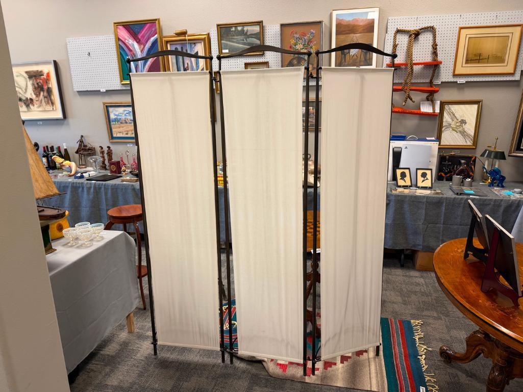 THREE PIECE IRON AND LINEN ROOM DIVIDER - 6