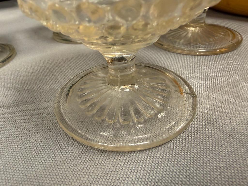 ANCHOR HOCKING MOONSTONE OPALESCENT HOBNAIL SHERBERT GLASSES SET OF FOUR - 4