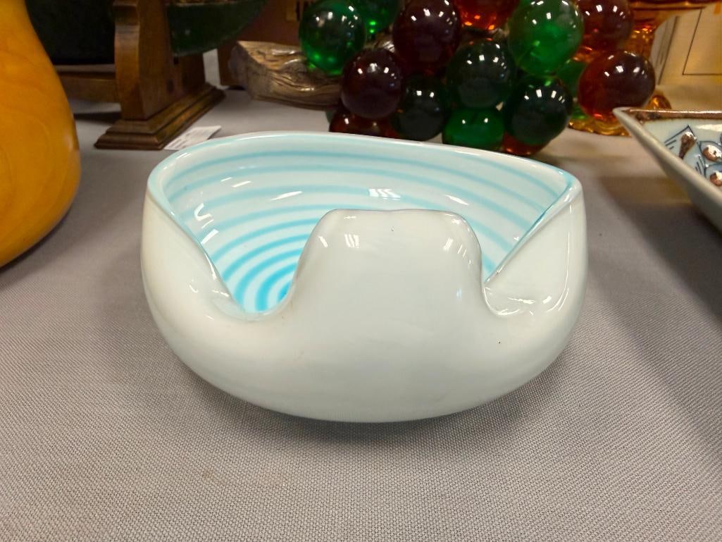 MURANO HAND BLOWN ART GLASS CLAM SHELL SHAPED DISH / BOWL - 5