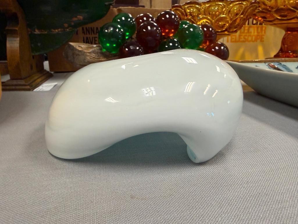 MURANO HAND BLOWN ART GLASS CLAM SHELL SHAPED DISH / BOWL - 7