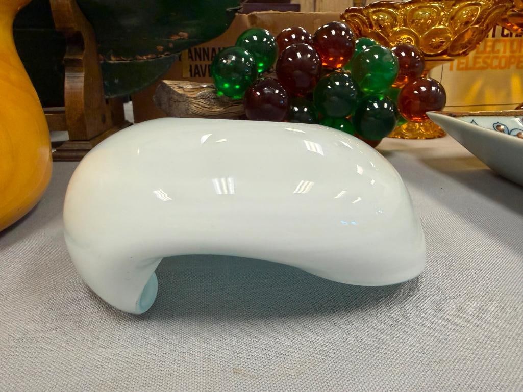 MURANO HAND BLOWN ART GLASS CLAM SHELL SHAPED DISH / BOWL - 8