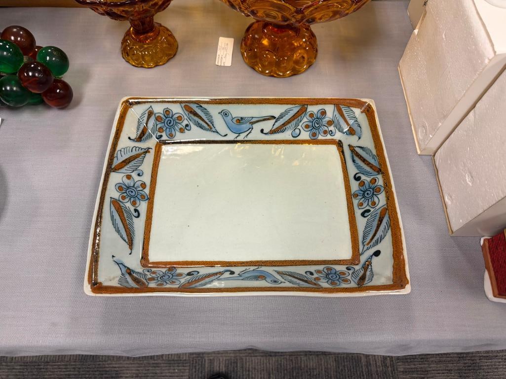 KEN EDWARDS MEXICO STONEWARE POTTERY LARGE RECTANGULAR PLATTER - 2