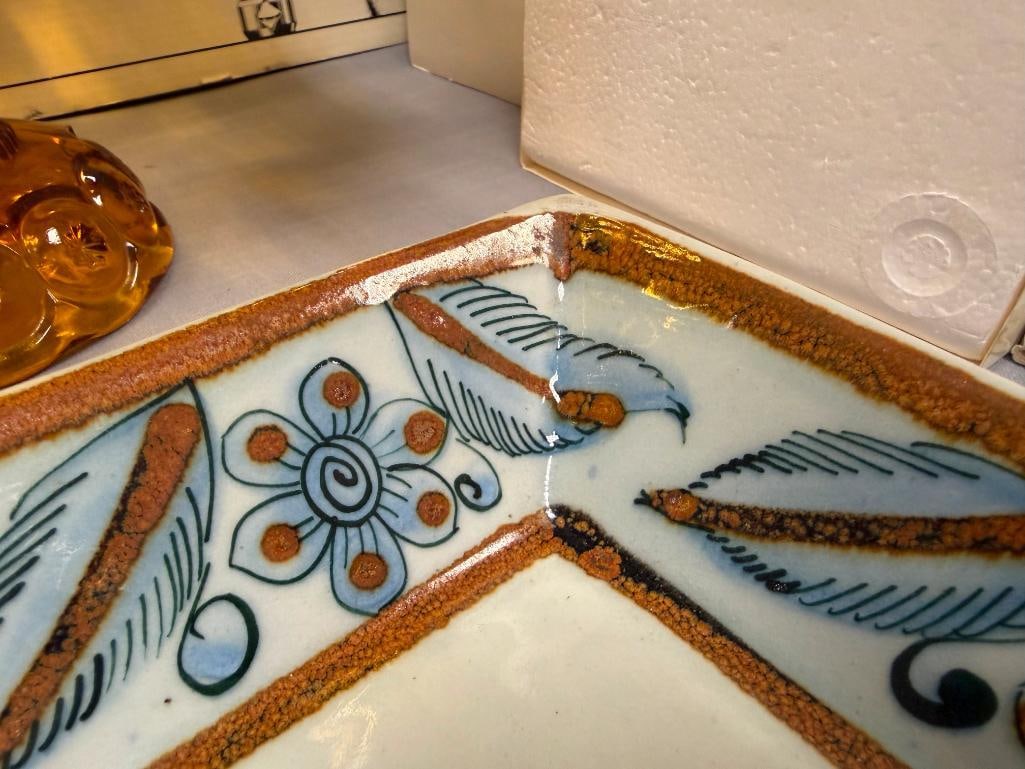 KEN EDWARDS MEXICO STONEWARE POTTERY LARGE RECTANGULAR PLATTER - 4