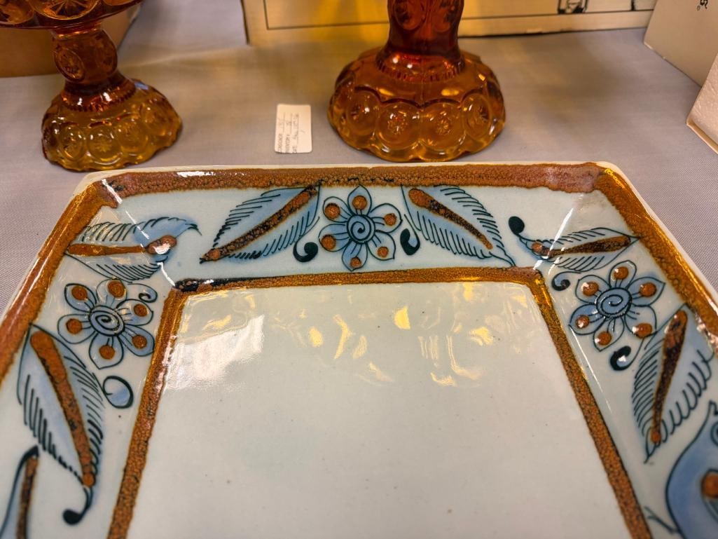 KEN EDWARDS MEXICO STONEWARE POTTERY LARGE RECTANGULAR PLATTER - 5