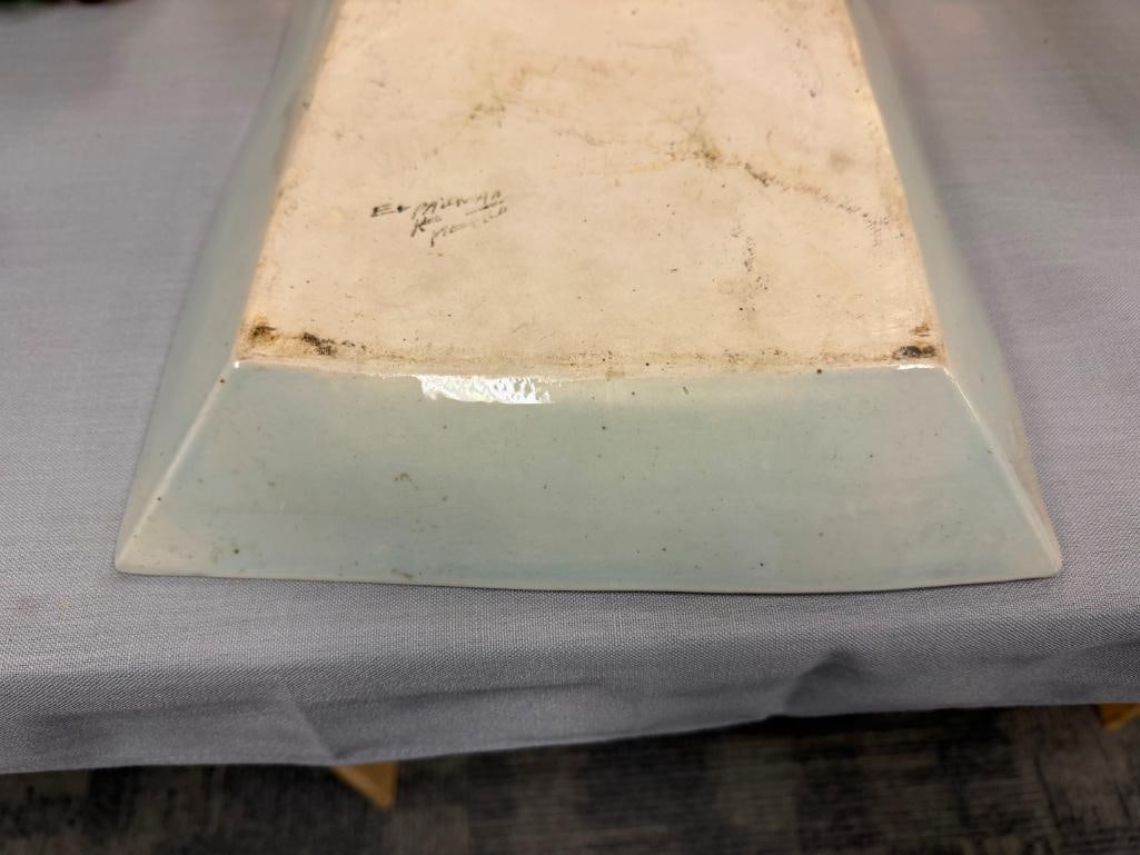 KEN EDWARDS MEXICO STONEWARE POTTERY LARGE RECTANGULAR PLATTER - 8
