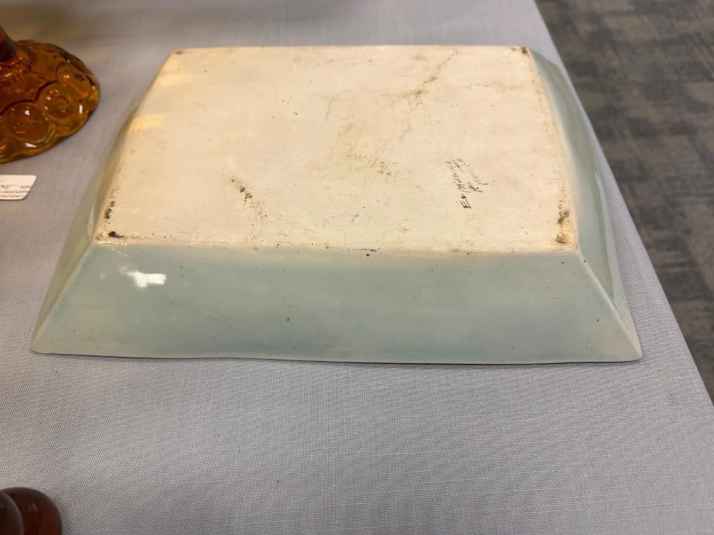 KEN EDWARDS MEXICO STONEWARE POTTERY LARGE RECTANGULAR PLATTER - 9