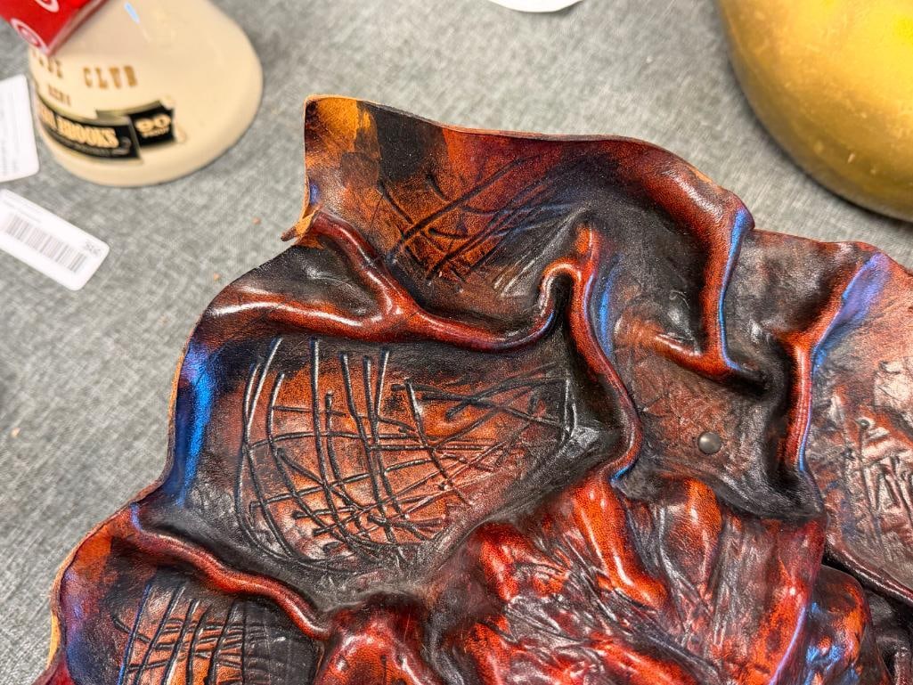 3D SCULPTED LEATHER WALL HANGING MASK OF A DEMON - 3