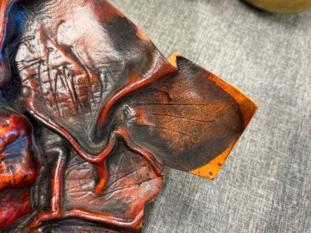 3D SCULPTED LEATHER WALL HANGING MASK OF A DEMON - 4