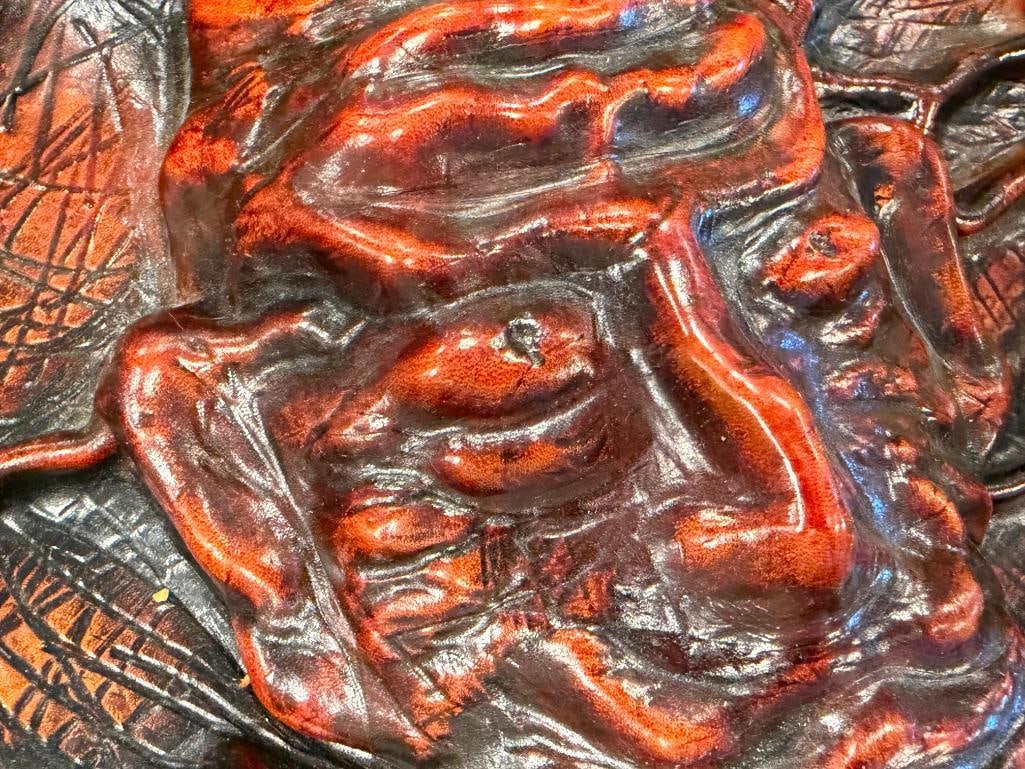 3D SCULPTED LEATHER WALL HANGING MASK OF A DEMON - 7