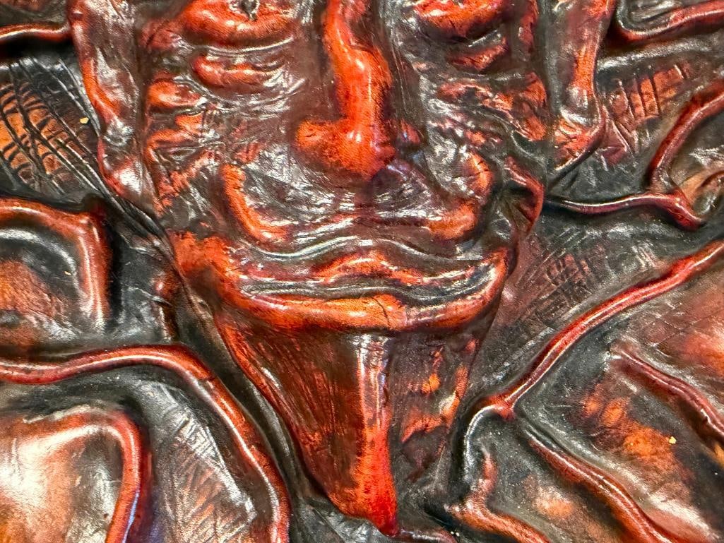 3D SCULPTED LEATHER WALL HANGING MASK OF A DEMON - 8